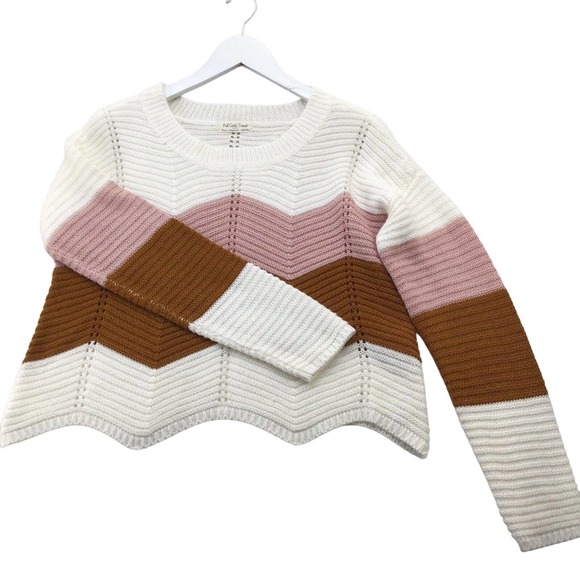 Full Circle Trends Sweaters - FULL CIRCLE TRENDS Womens Striped Zigzag Sweater Size Medium